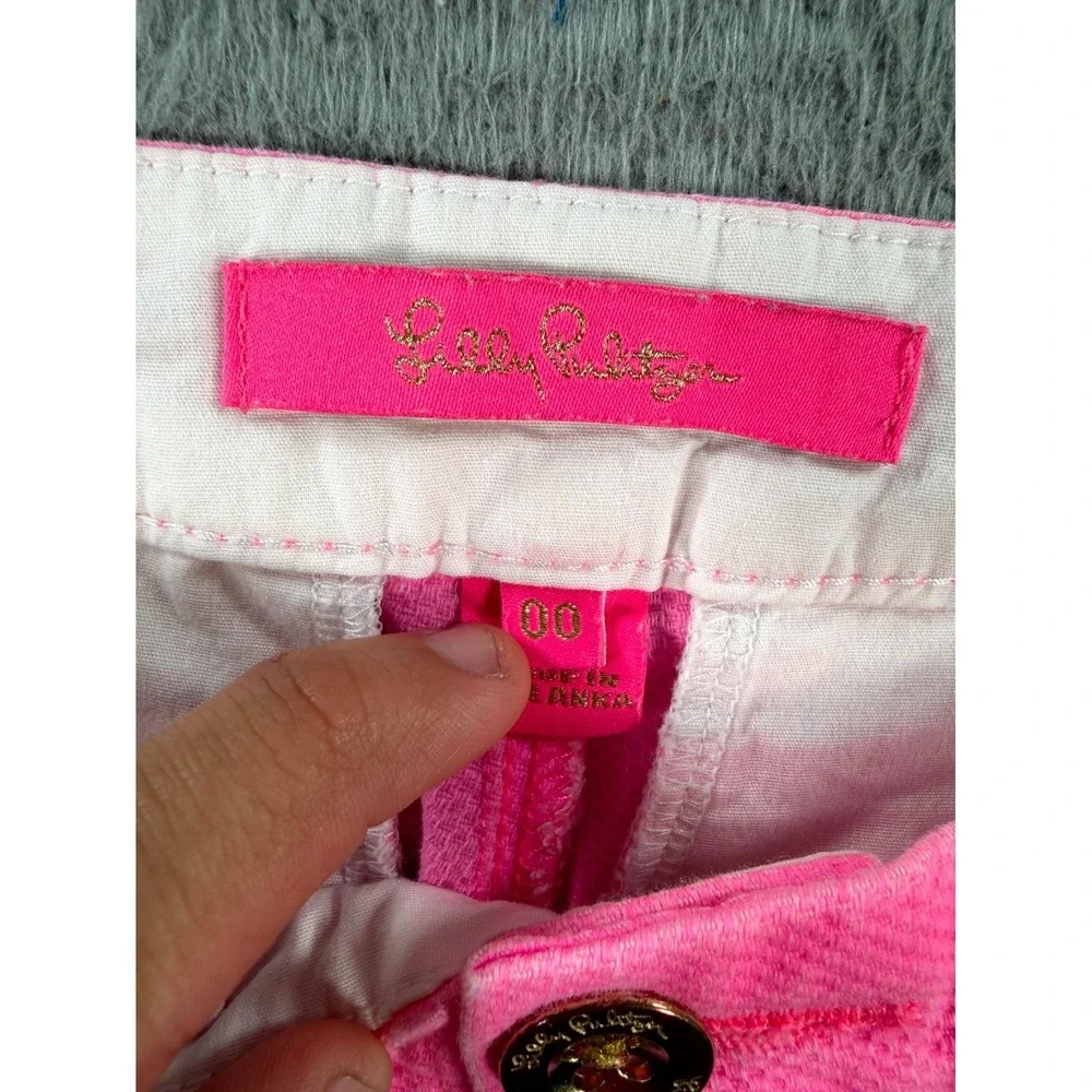 Lilly Pulitzer Buttercup Short Women 00 Pink Cotton Scalloped Hem Casual Stretch